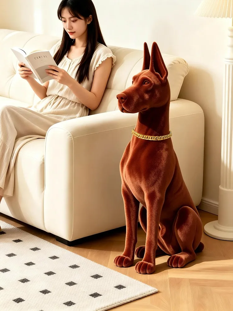pp-Modern Creative Animal Figurine Models Doberman Sculpture Living Room Decoration Resin Crafts Statue Home Decor Ornaments