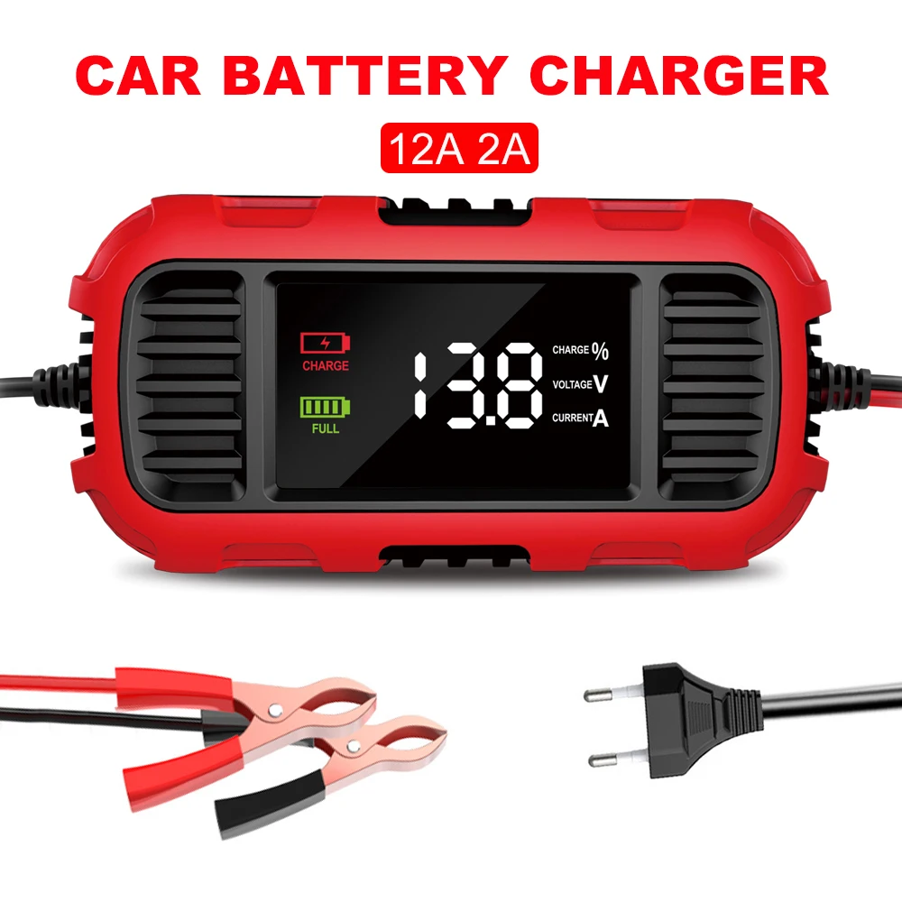 

2A 12V Зарядные устройства для автомобильных аккумуляторов, цифровое обслуживание аккумуляторов для AGM GEL, свинцово-кислотных аккумуляторов, устройство для зарядки аккумулятора мотоцикла, скутера