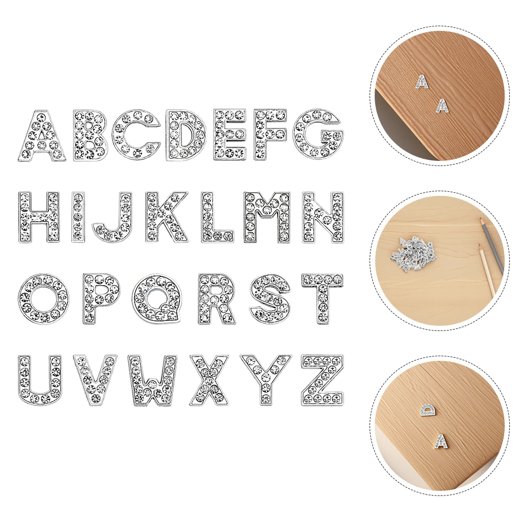 130pcs Rhinestone Letter Charms for DIY Bracelet Necklace Jewelry Making Metal Beads Accessories Craft Supply