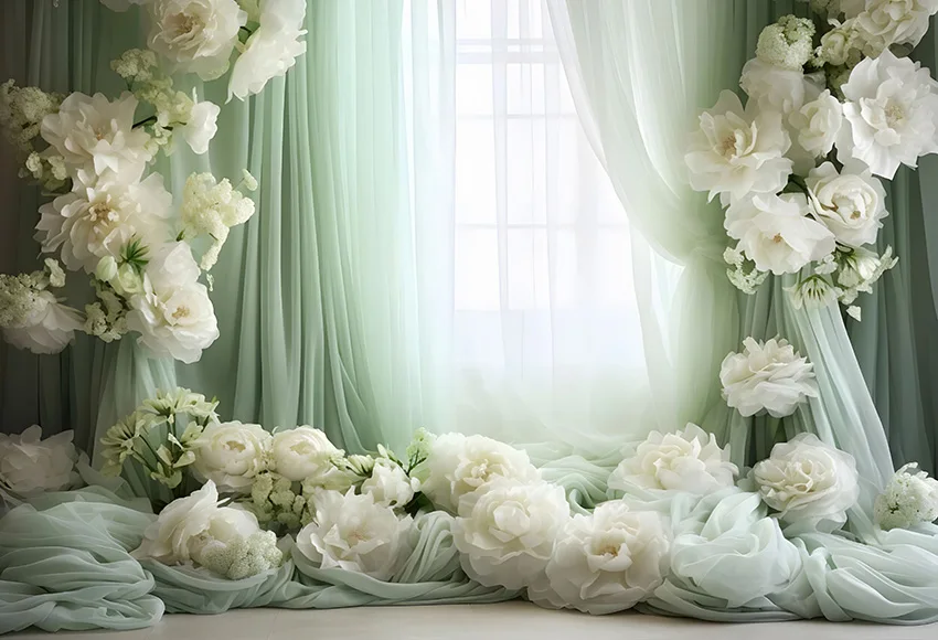 Mehofond Photography Backdrop Flower Curtain Decor for Wedding Pregnant Portrait Spring Arch Door Window Background Photoshoot