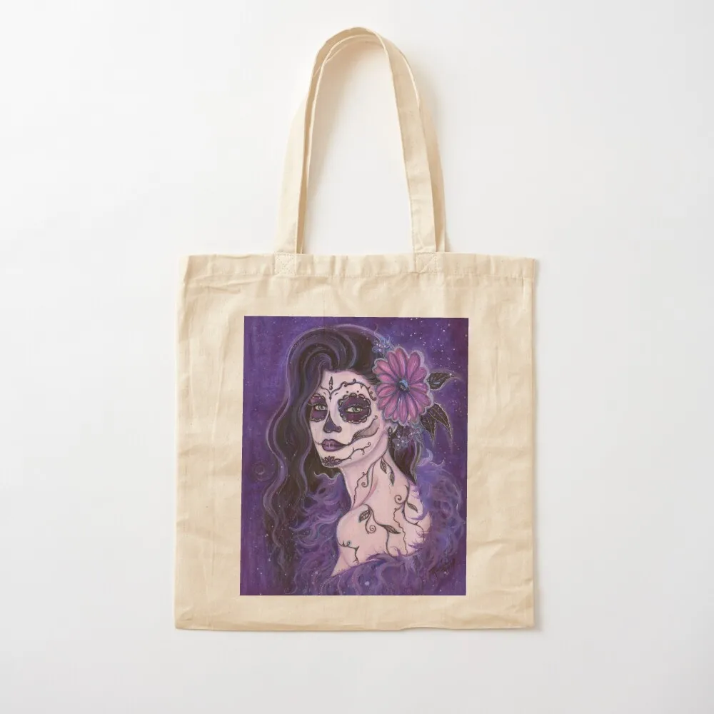 

Дейзи фиолетовый день мертвых арт от Renee Lavoie Tote Bag сумка на заказ тканевая сумка Холщовая большая сумка