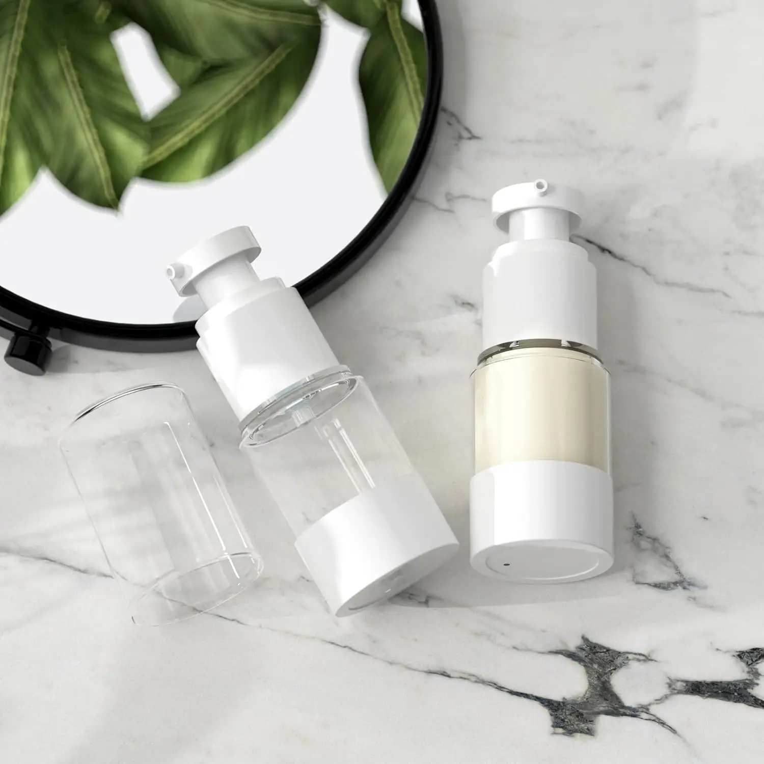 10 Stück 15/30/50/80/100ml Klare Plastik-Vakuumpumpflaschen Kosmetikspender Nachfüllbare Behälter für Lotion, Shampoo, Flüssigkeiten – Detail 4