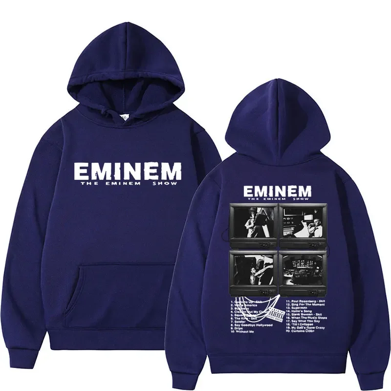 Rapper Eminem Music Album Hoodie Men Women\'s World Tour Gift for Fan Graphic Hoodies 90s Vintage Fleece Oversized Sweatshirt