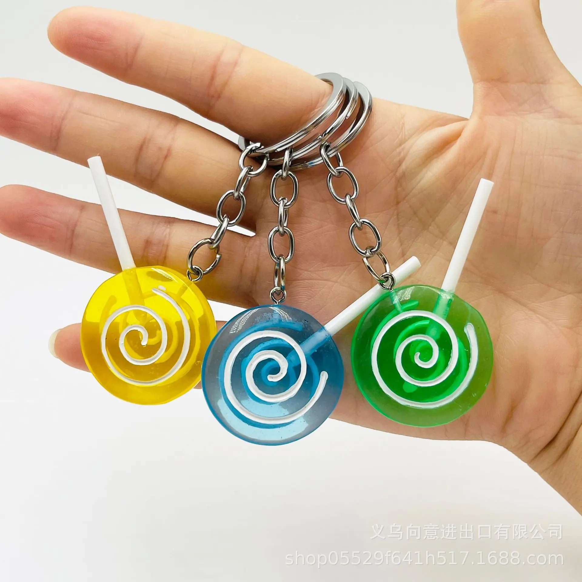 Creative Simulation Lollipop Key Chain Transparent Jelly Colored Resin Accessories Bag Hanging Decoration Keychains Gift