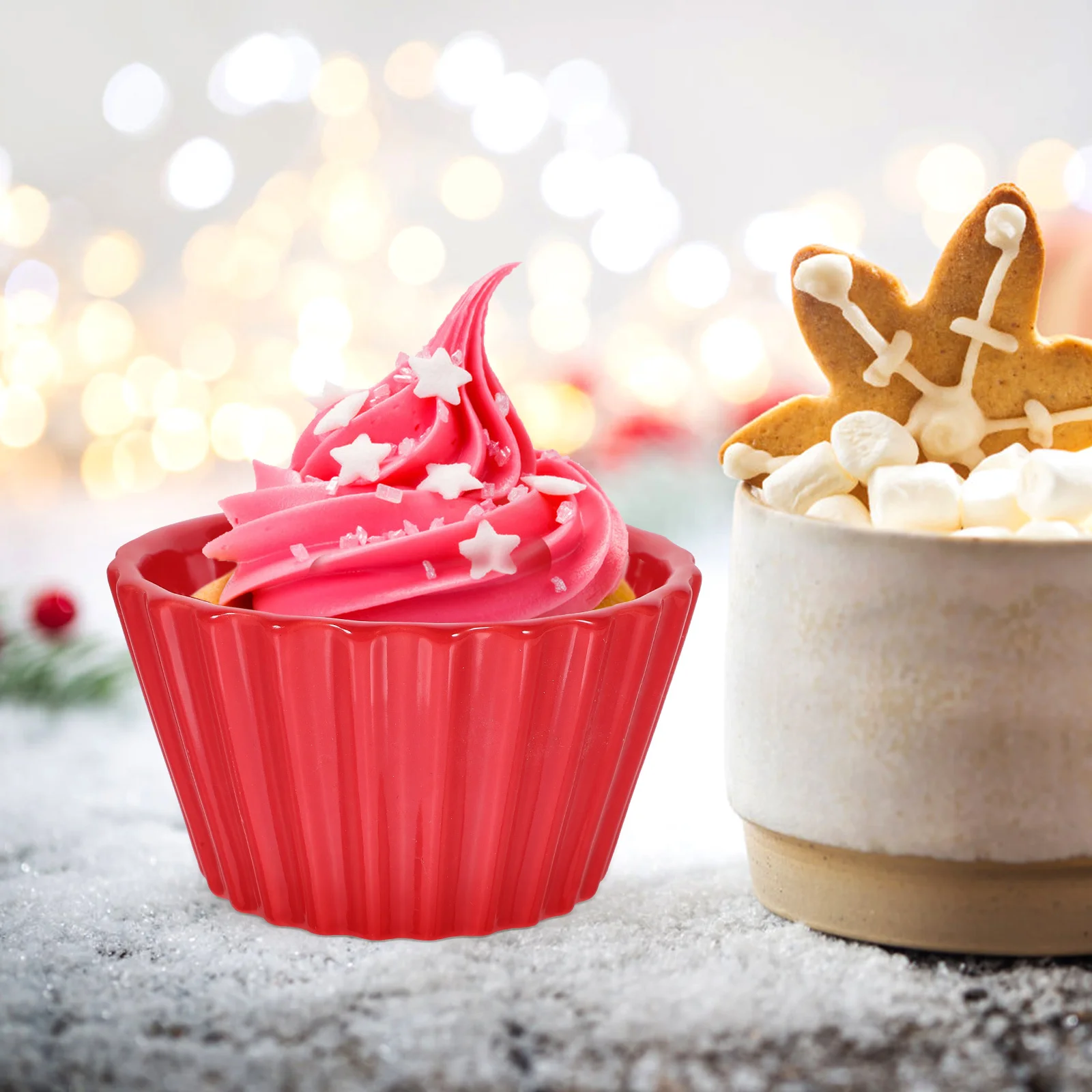 2Pcs Small Ceramic Baking Bowls Oven Safe Ramekins for Pudding Desserts Baking Cups Easy to Clean Ceramic Ramekins