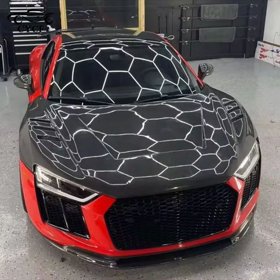 

For Audi R8 2016-2017 Carbon Fiber Front Bumper Hood Hood Hood Ventilation Cover Car Styling Auto Accessories