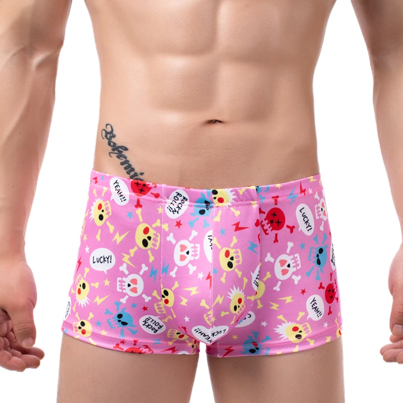 

Mens Bikini Swimwear Sexy Boxer Men Underwear Ball Pouch Skeleton Print Tight Shorts Seamless Panties Underware Graffiti Youth