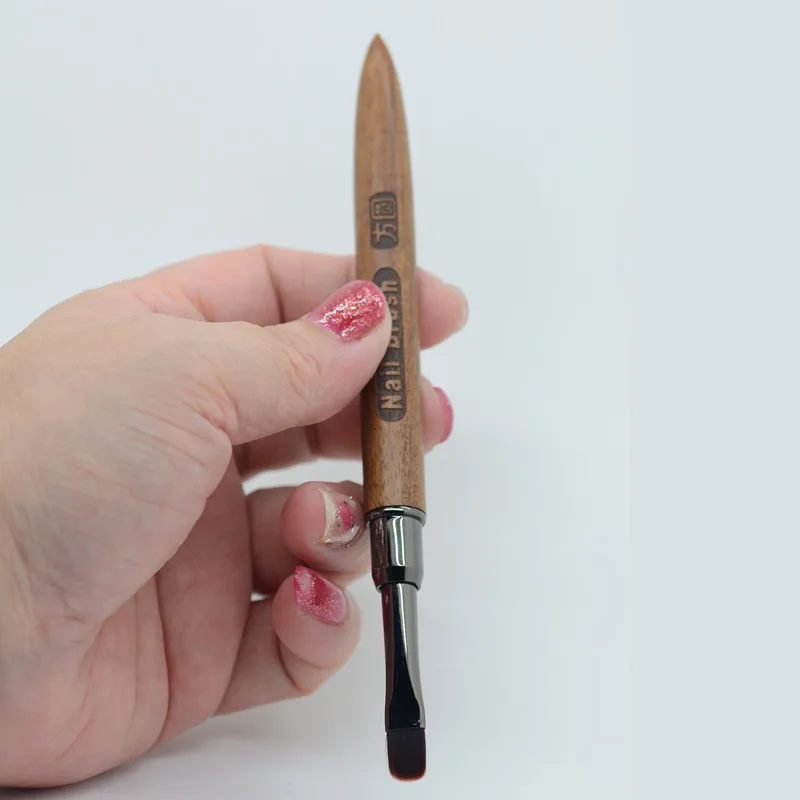 1 قطعة فرشاة أظافر أكريليك القلم لمسحوق مانيكير مقبض خشبي مستدير جل منشئ فرش #5