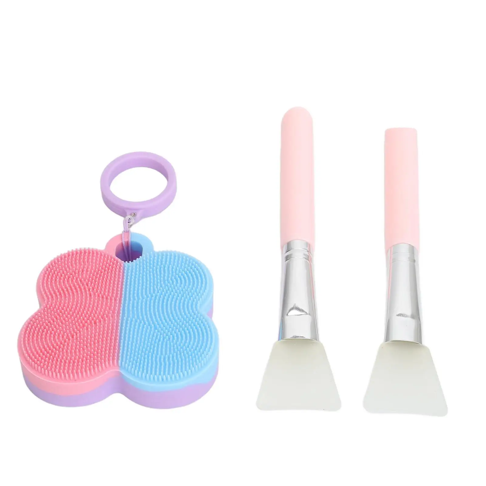 Blue Silicone Face Scrubber Set with Mask Brush & Hanging Ring - Essential Skincare Tools