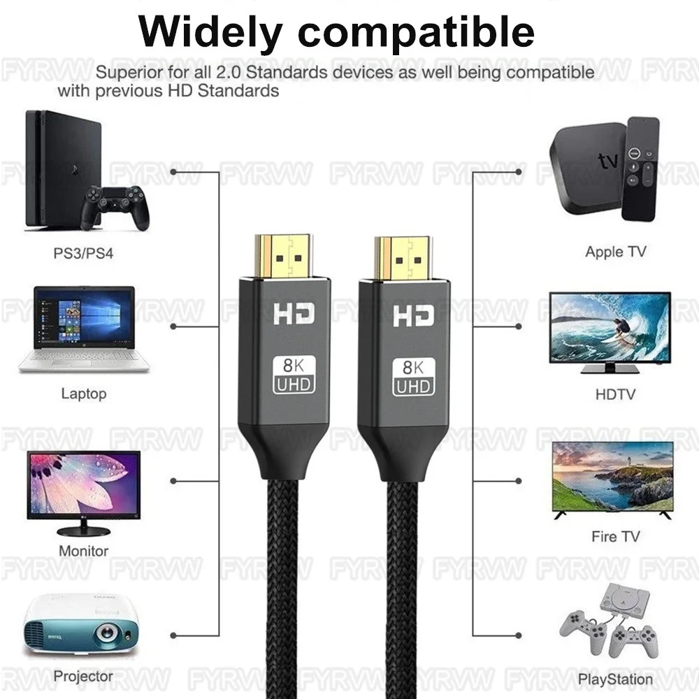 HDMI-kompatibles 8K 4K Kabel HDTV2.1 Kabel 8K@60Hz 4K@120Hz eARC HDR HDTV Splitter-Kabel Audio-Video-Schaltkabel für PS5 TVBOX – Detail 5