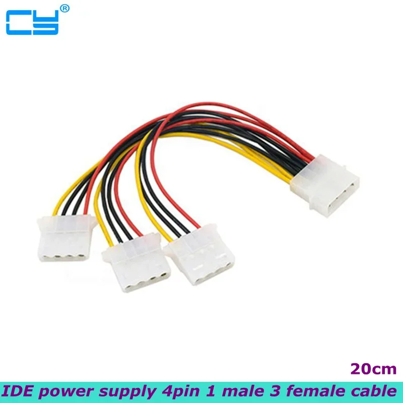 4-pin IDE Case Power Cord HY1578 4-pin Molex Male to 3-Port Molex IDE Female Power Splitter Adapter Cable