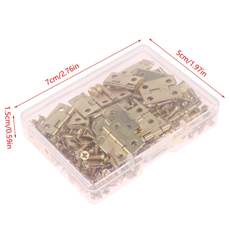 50 قطعة/صندوق مفصلات + 200 مسامير حديد ذهبي/العتيقة برونزية 4 ثقوب أثاث متين الأجهزة 17.5x15 مللي متر مفصل صغير مستدير ديكور