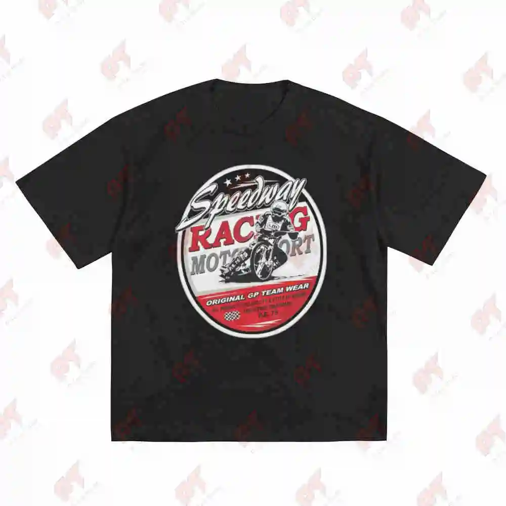 Motorcycle Speedway Flat Track Race Short Sleeve Tee 100% Cotton T-Shirt
