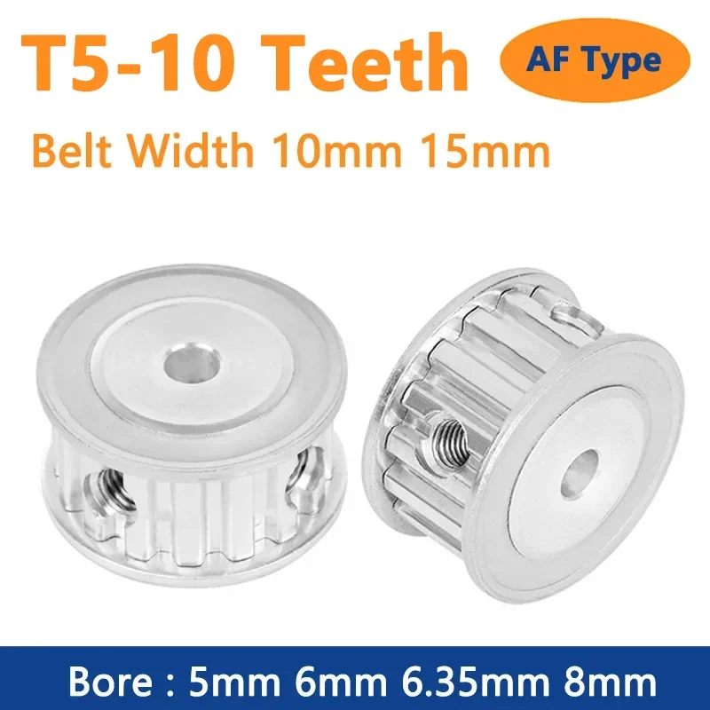 

1pc 10 Teeth T5 Timing Pulley 10T Synchronous Wheel for Belt Width 10mm 15mm Bore 5 6 6.35 8mm AF Type Pitch 5mm