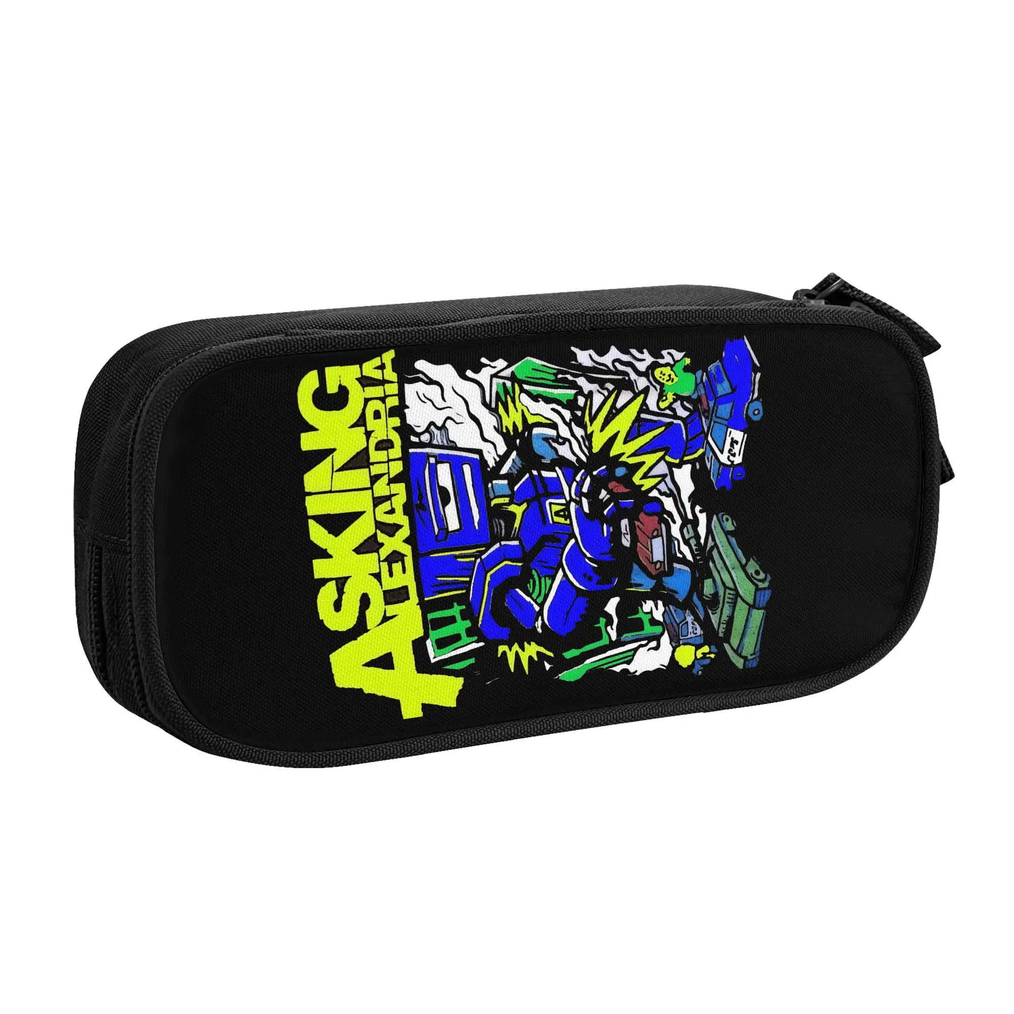 

Asking Alexandria English Rock Band Pencil Cases for Boy Girl Large Storage Pen Bag Box Stationery