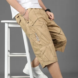 Pantalones de chándal rectos informales elásticos para hombre, pantalones cortos de cintura alta con estampado de letras a rayas, estilo Preppy para vacaciones, Verano