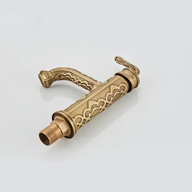 Imagem -06 - Solid Brass Vintage Antique Banheiro Torneira Single Handle 360 Degree Swivel Spout Torneira Misturadora de Água Quente e Fria