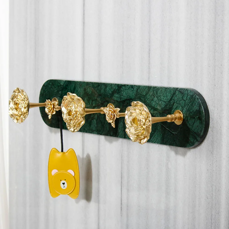 Luxury Wall-Mounted Bronze Marble Bathroom Hook Coat Hanger for Entry Bedroom And Entrance Clothing Storage Organizer