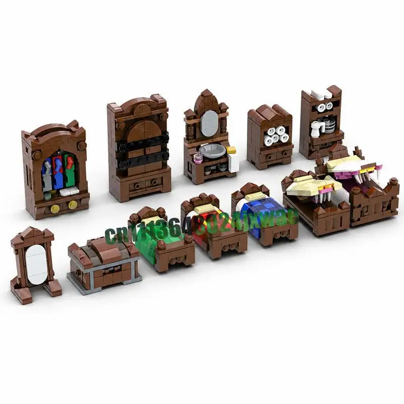 

759Parts Fantasy Inn Bedroom Furniture MOC Medieval Castle Model Custom Puzzle DIY Assembly Creative Building Blocks Toys Gift
