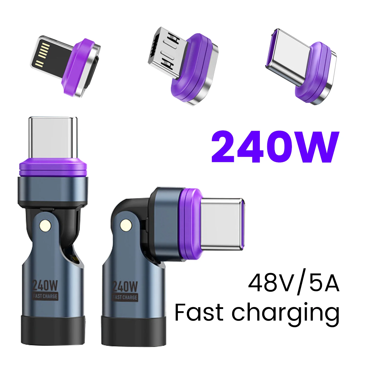 

9pin Magnetic OTG Adapter Type C Female to Type C IOS Micro Male Converter PD 240W Fast Charging Adapter For iPhone Laptop