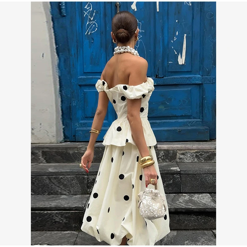 Vintage Polka Dot Backless Top Women