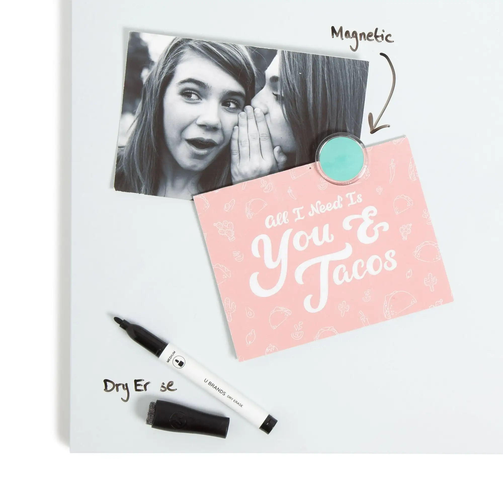 Magnetic Tile Dry Erase Whiteboard, White