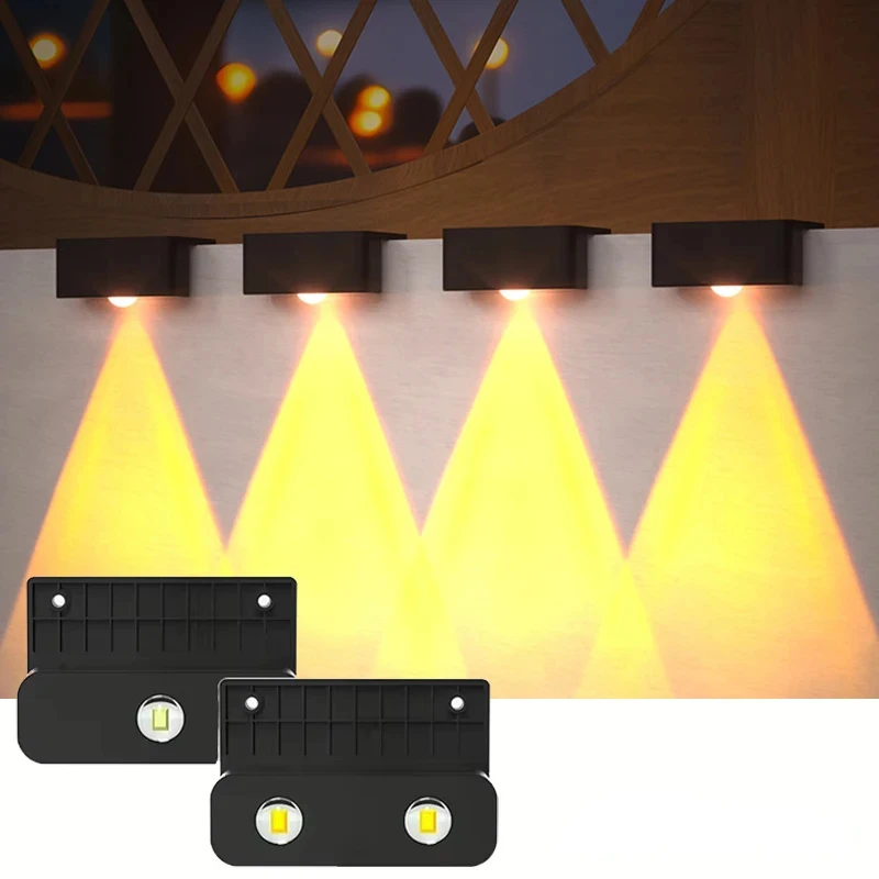 

1/4/8Pcs Solar Fence Lights Weatherproof Solar Wall Lights LED Outdoor Lights for Patio Deck Yard Pathway Step Security Lighting