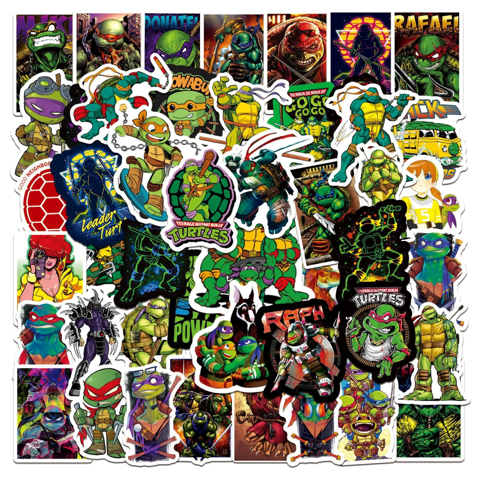 

50pcs Teenage Mutant Ninja Turtles TMNT Cute Character Stickers Funny Cartoon Aesthetic Laptop Car Mix Anime Sticker Kid Toy