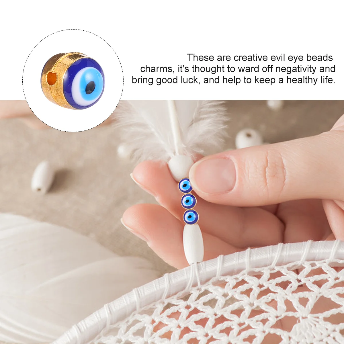 

100 Pcs Ornaments Bead Decorations Beads Halloween Bracelet DIY Alloy Evil Eye Round