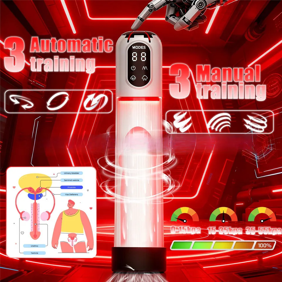 مضخة القضيب القضيب المكبر موسع الكهربائية القضيب مضخة تفريغ مع التدريب الذكي القضيب كم الذكور معدات الاستمتاع واللعب الجنسي للرجال #3