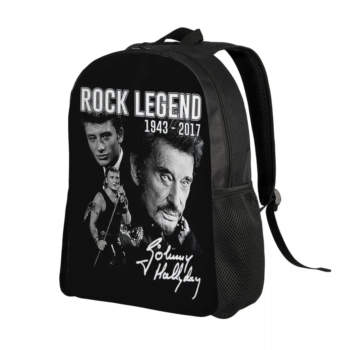 Johnny Hallyday Mochila de viagem para homens e mulheres, mochila para laptop, France Rock Singer, mochila universitária