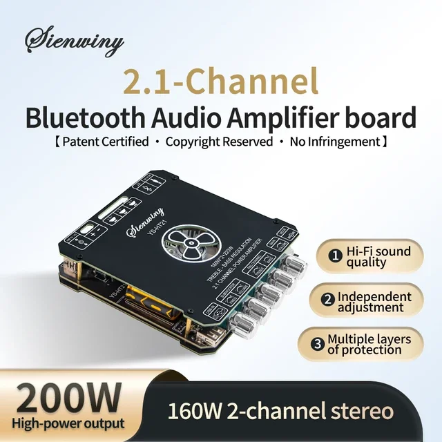 YS-HT21 APA320 Bluetooth 5.1 Audio Amplifier Board 2.1 Channel 160Wx2+220W Subwoofer TWS Wireless HiFi Stereo Power Amp