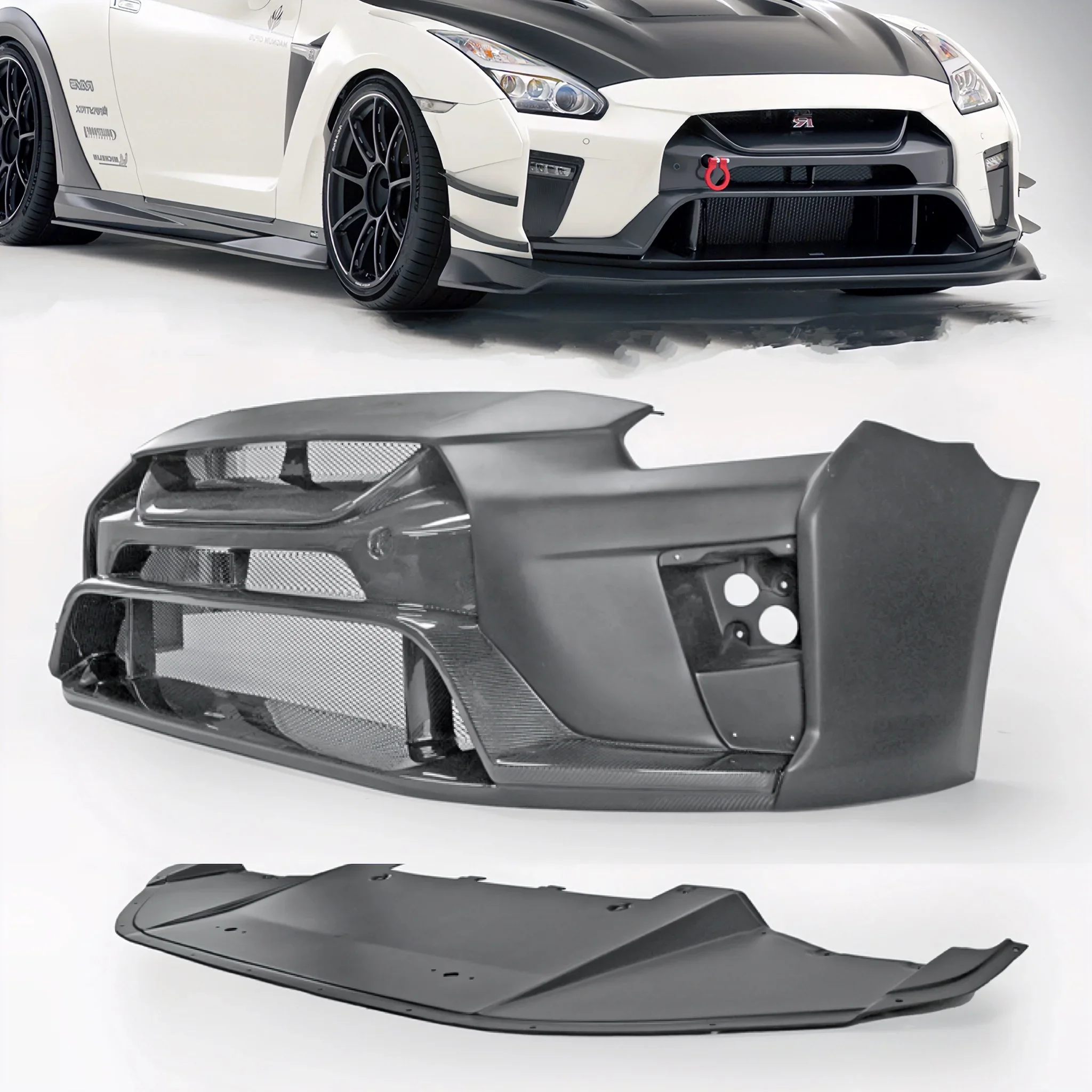 For Nissan GTR R35 VRS Type Front Bumper GTR35 Carbon bumper Lip spoiler car Bumper lip