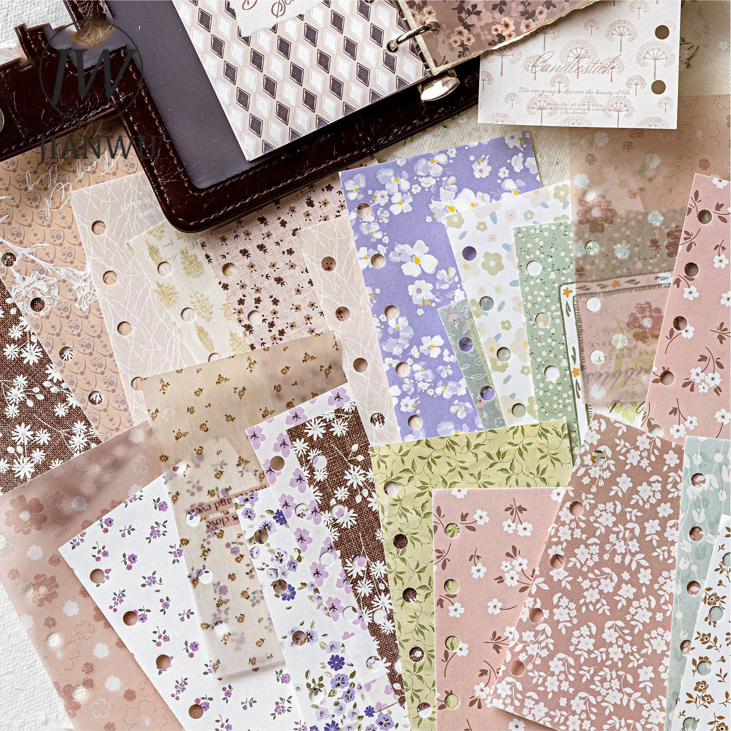 JIANWU Paper Flower Pattern Series Vintage Lace Floral Landscape Collage Material Paper Creative DIY Junk Journal Stationery