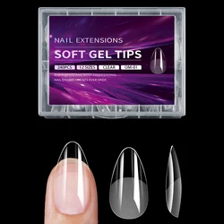 240pcs Soft Gel Nail Tips Half Matte Full Coverage Press-On Nail Tips Almond French False Nails Gel Extension Nail Capsules