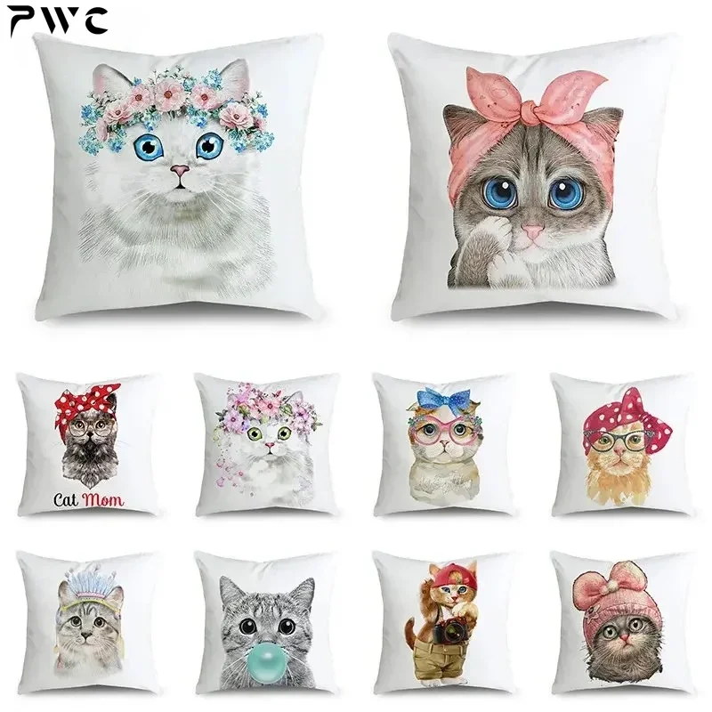 Beautiful Gift pillowcase Cute Cat cushion cover For Living Room Car Sofa Chair Decorative pillow covers 18*18inch