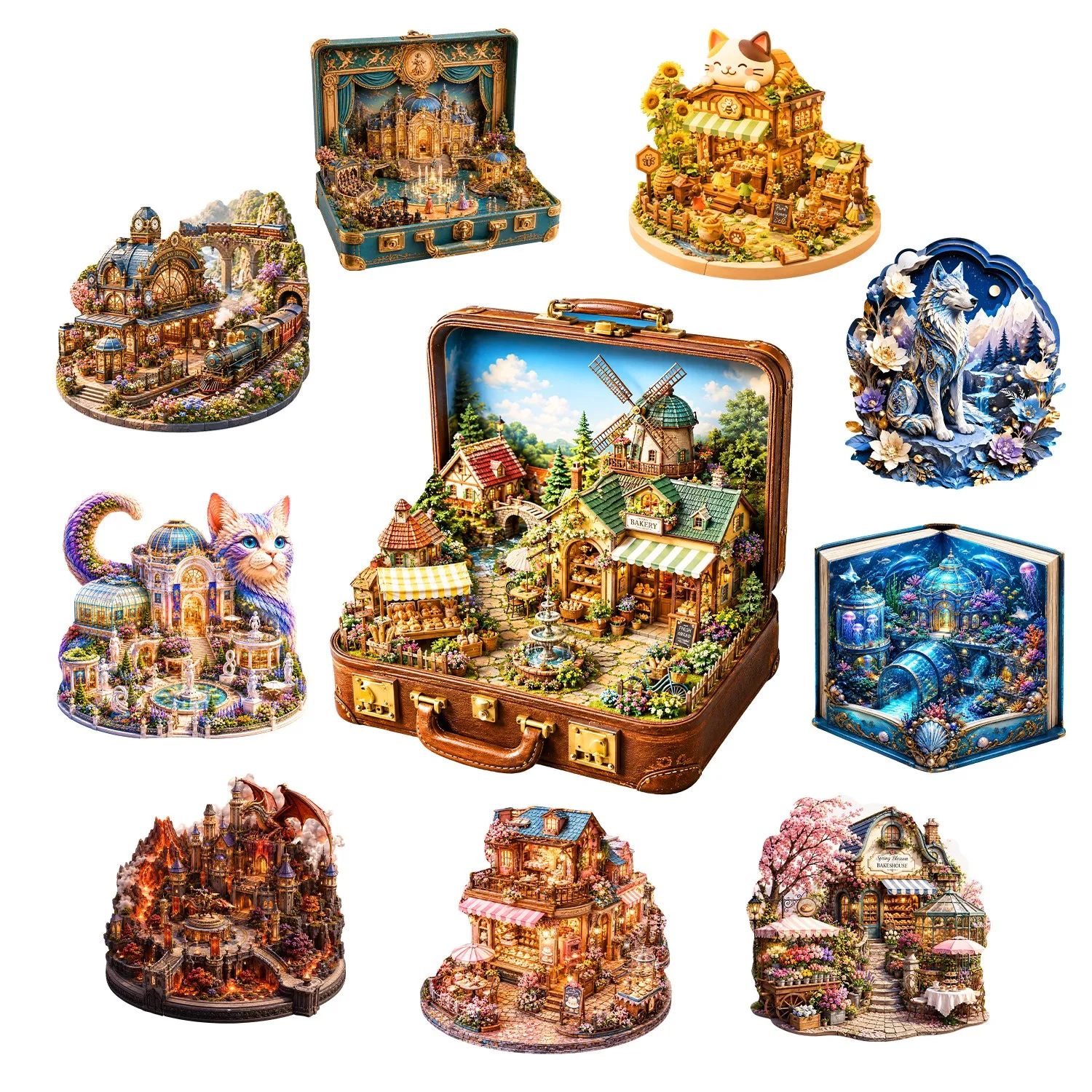 Fairy Architecture Wooden Puzzle Puzzle Game Toy Animal Jigsaw Puzzle Brain Teaser Christmas Birthday Holiday Gift