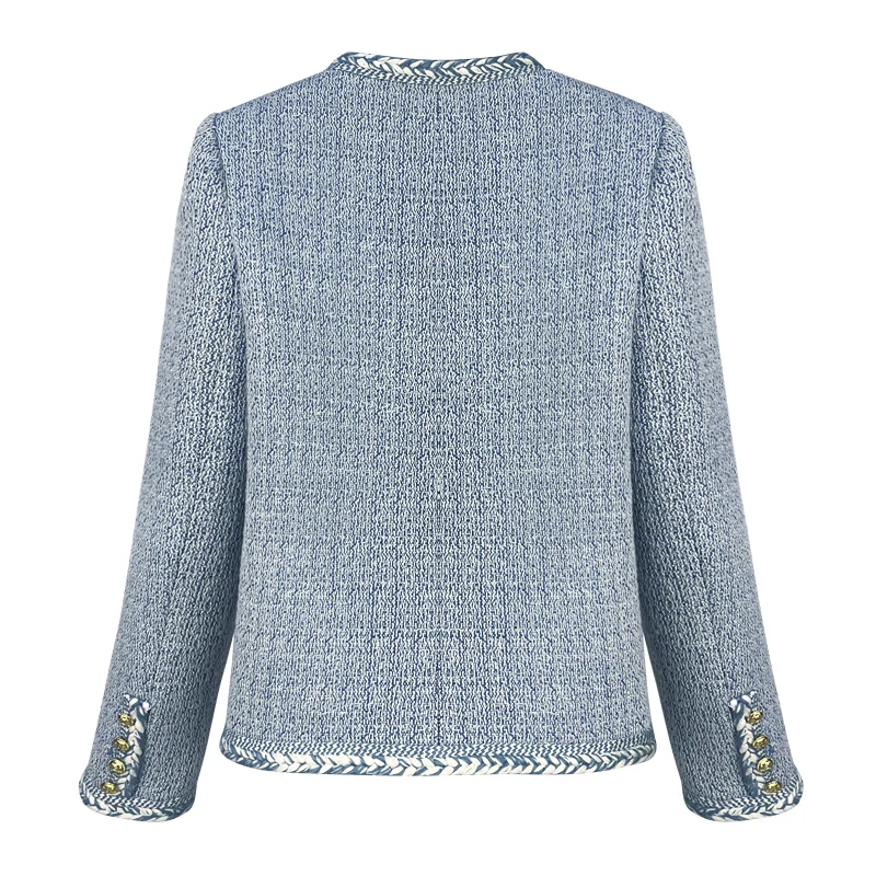 New fashionable, elegant and high-end temperament design round neck small fragrance jacket top