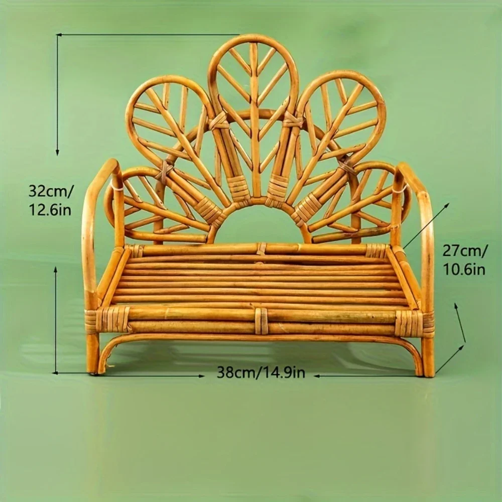 Newborn Photography Props Baby Rattan Bench Flower Peacock Chair Bed Bamboo Crib Boy Girl Session Posing Furniture Accessories