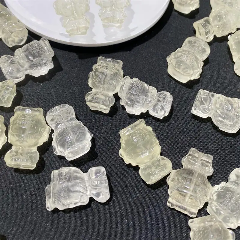 

2PCS Natural Lemon Citrine Mazu Carving Bead Healing Fengshui Gemstone Home Decoration Holiday Gifts 17.9X24X15PCS