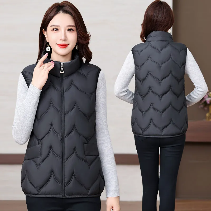

Woman Jacket Vest Autumn Winter Cotton Short Sleeveless Tops Down Cotton-Padded Vest Coats Cardigan Female Outwear