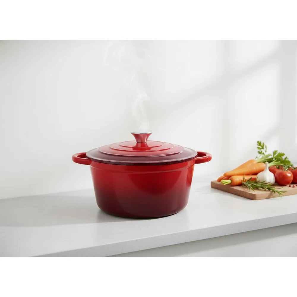 

6 Quart Enameled Cast Iron Dutch Oven with Lid, Non-Stick Ceramic Cookware for Baking Bread, Stews & Roasting