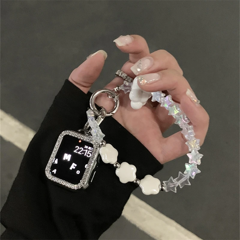 Original Creative Diamand Star Pendant Chain Bracelet For Apple Watch 49mm 41mm 38mm 40mm Wristband For iWatch 8 7 6 SE 5 4 3 2