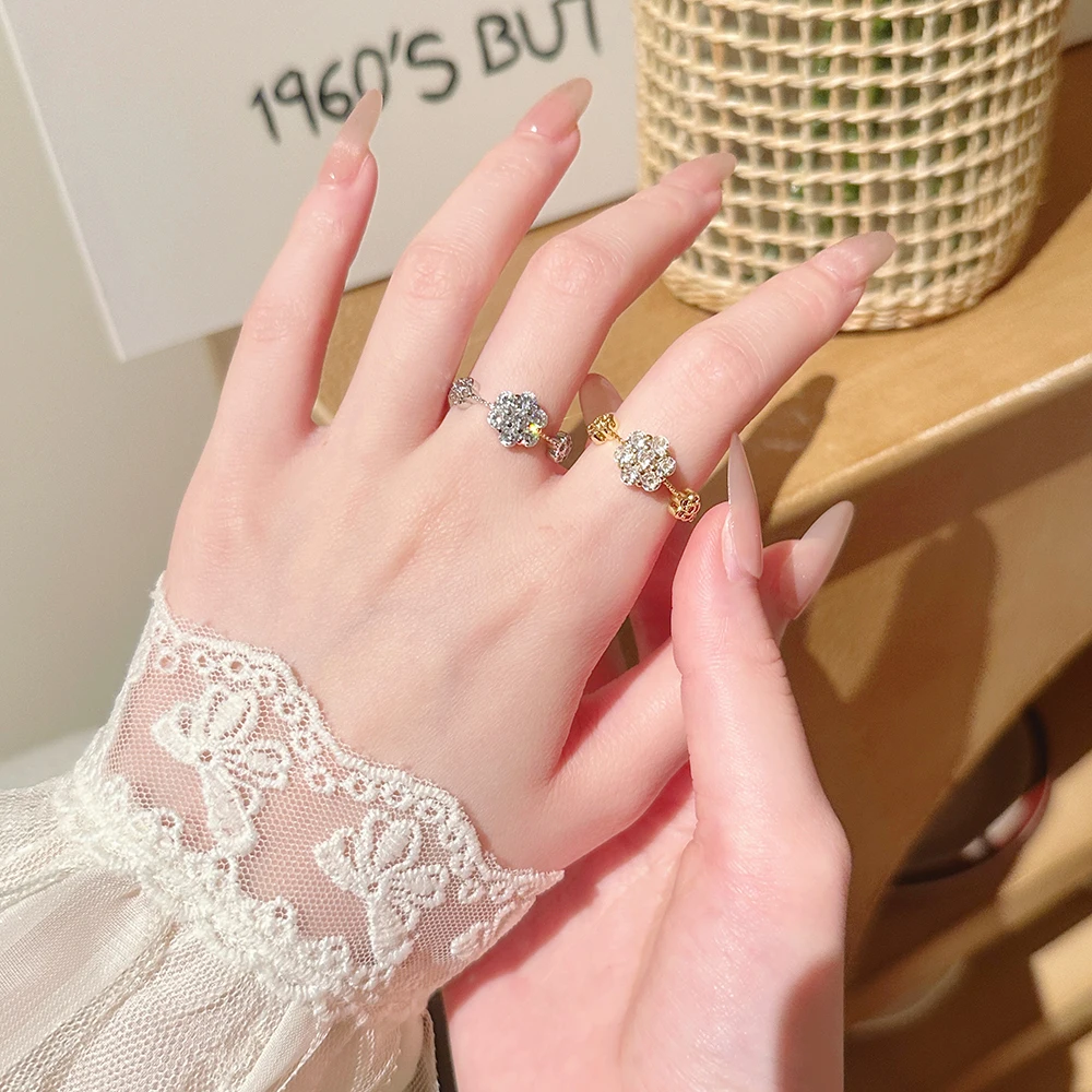 

Ретро-кольцо с цирконом в форме шестиугольного цветка для женщин: модное, универсальное, роскошное, элегантное, в придворном стиле, аксессуар для пальца