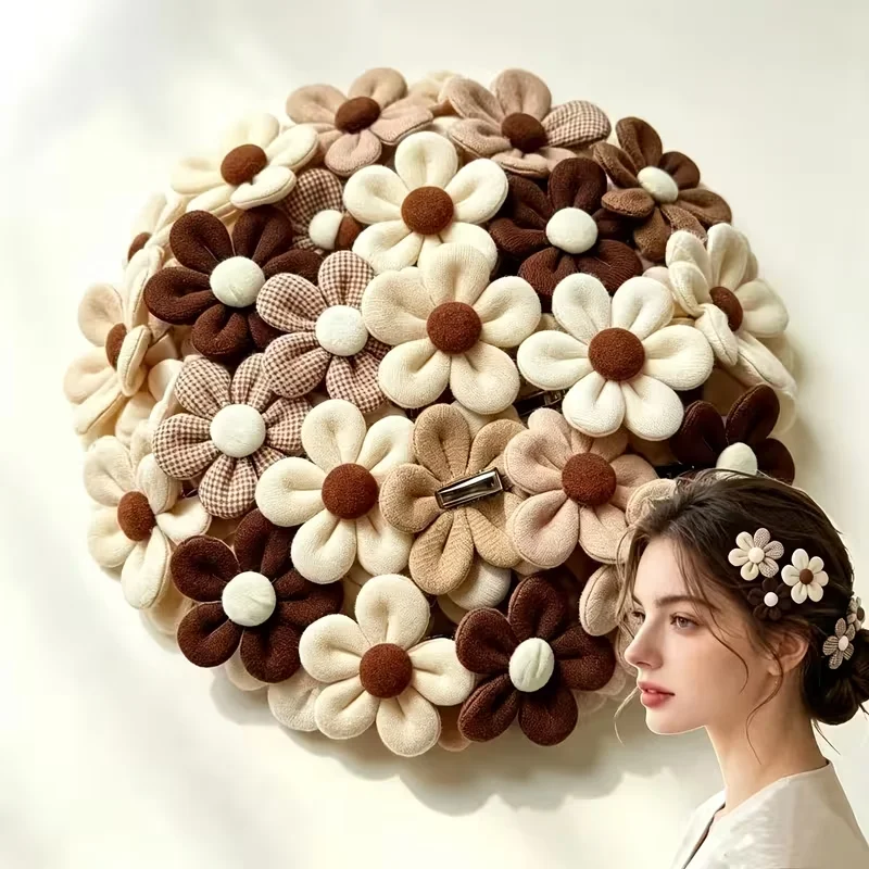 12pcs Cute Flower Hair Clips Winter Floral Hairpins Women Girls Barrettes Clips Hair Accessories