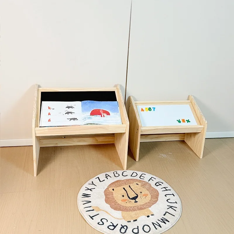 & Solid Wood Bookshelf & Drawing Board 2 in 1, Adjustable Tilt Reading Stand, Learning Writing Desk