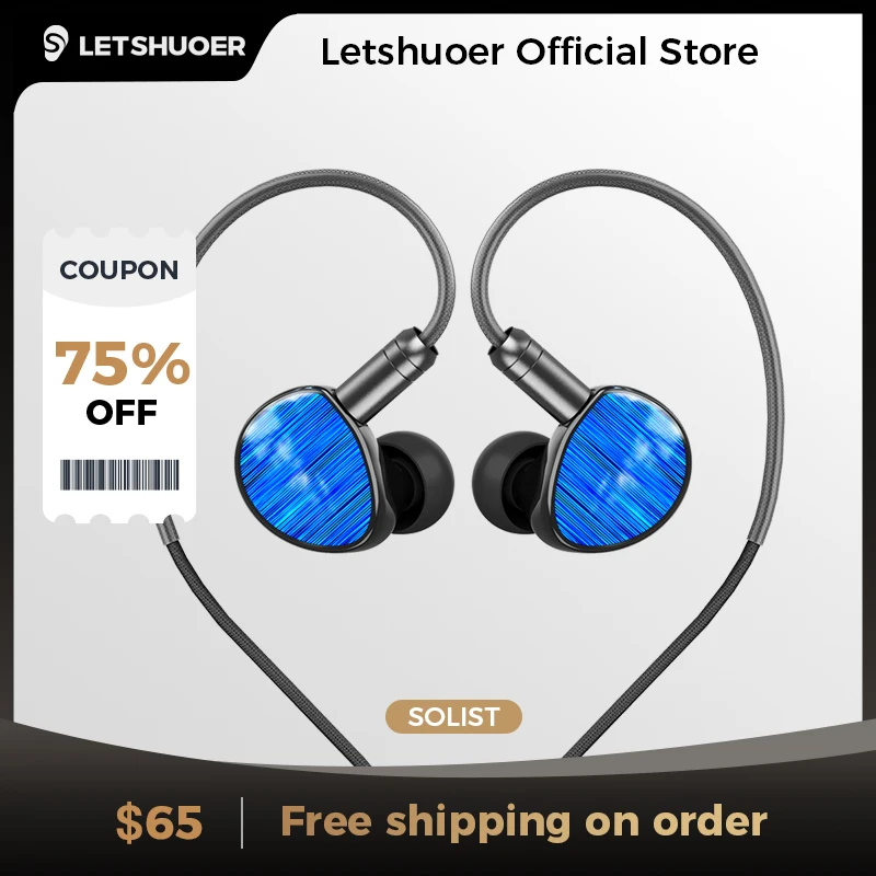 

LETSHUOER Soloist | Силиконовый плавленый кевларовый Динамический драйвер IEM наушники с двойным контактом OCC 2,5 мм сбалансированный кабель и адаптер 4,4 мм