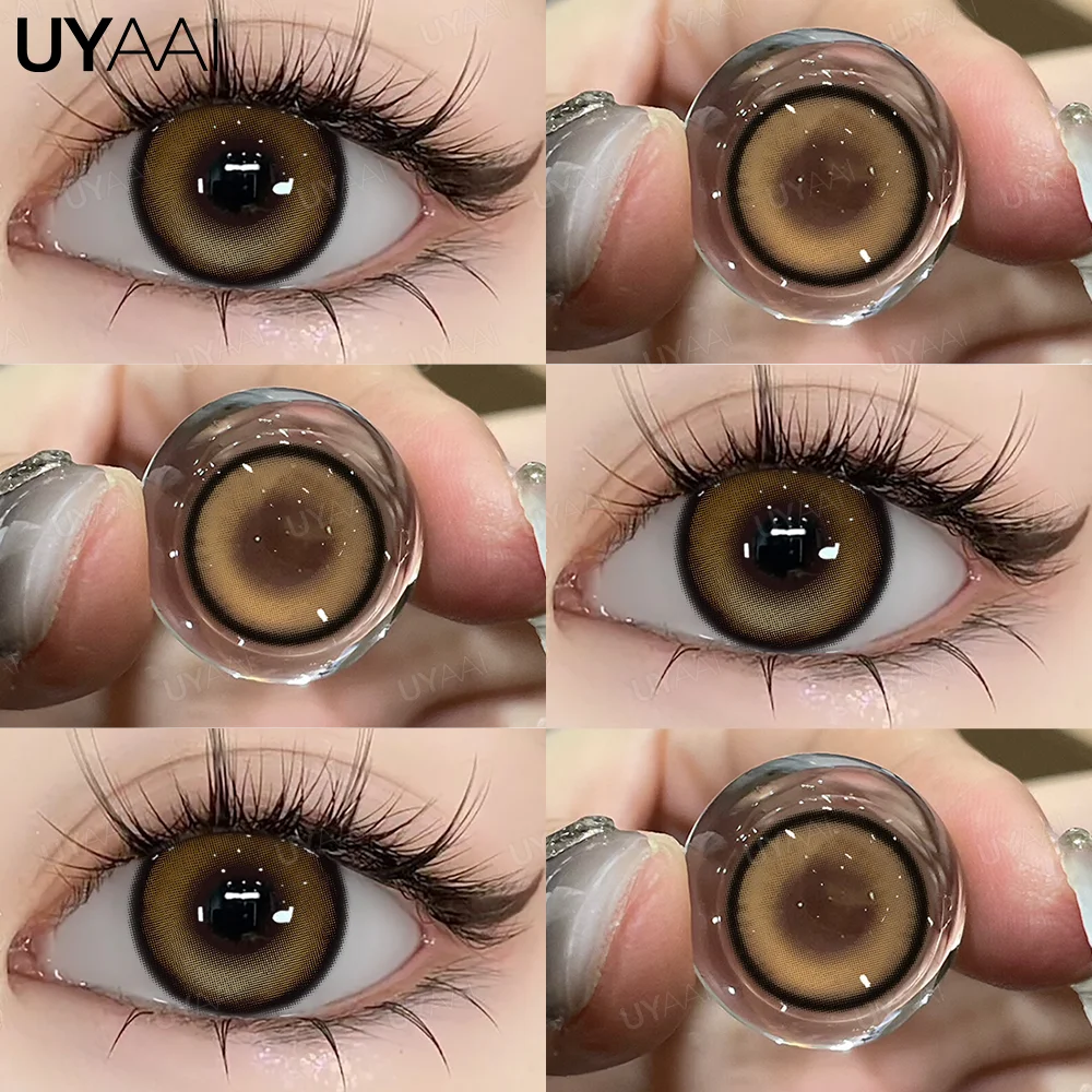 UYAAI NEUE Farbe Kontakt Augen Farbe Linsen Make-Up Natürliche Schwarze Linse Kosmetik Rosa Augen Linsen Frau Make-Up Blau Schönheit Kontakte – Detail 20
