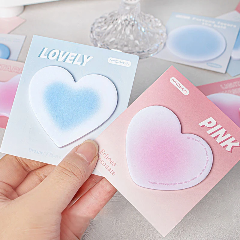 120Sheets/4Pcs Cute Creative Heart Sticky Notes Kawaii Notepad Index Office Accessories Aesthetic Stationery School Supplies