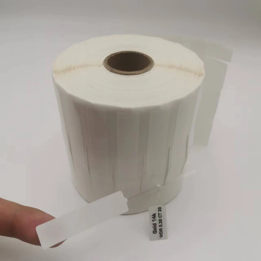 

Белая глянцевая и прозрачная этикетка для ювелирных изделий, бумага для печати, 3,5 x 0,437 дюйма, пустая ценник-этикетка для ювелирных изделий, дисплейная этикетка из ПЭТ